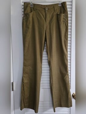 CAbi Charlie Trouser Olive Green Linen Pants